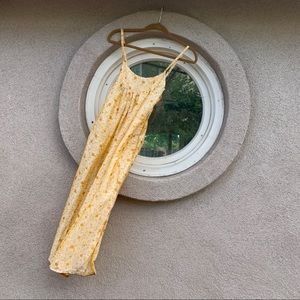 [Tree of Life] Vegan Silk Slip Dress pastel yellow flowers Sz. M/L